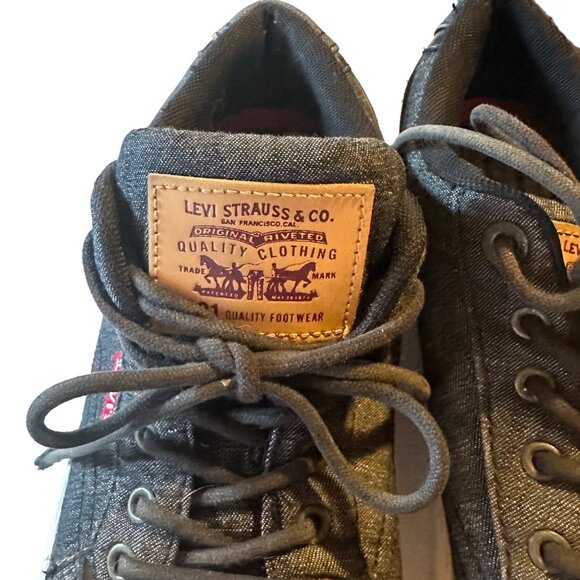 Levi Strauss & Co black and white lace up 501 size 7 sneakers - Picture 3 of 7